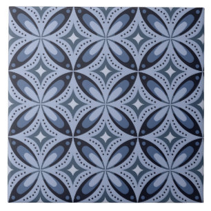 Blauw geometrisch patroon retro stijl tegeltje
