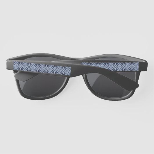 Blauw geometrisch patroon retro stijl zonnebrillen (Achterkant)