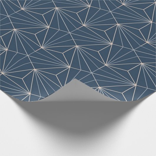 Blauw Geometrisch Patroon Verpakkend Document Cadeaupapier (Hoek)