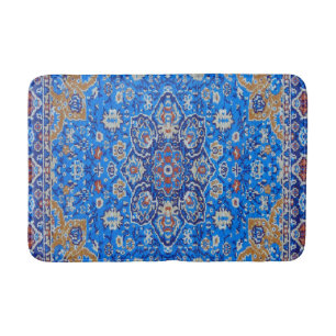 Blauw geometrisch Perzisch Turks midden eeuw patro Badmat