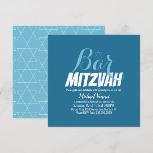 Blauw Geometrisch Witte Bar Mitswa Kaart