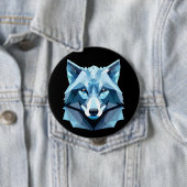 Blauw Geometrisch Wolfhoofd Ronde Button 4,0 Cm (In situ)
