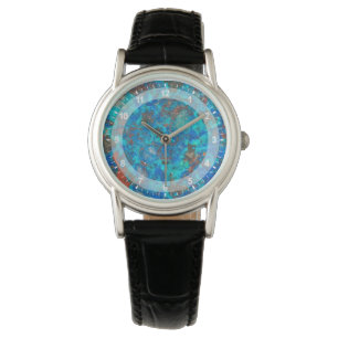Blauw gepatterde Shattuckite Horloge