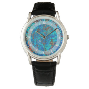 Blauw gepatterde Shattuckite Horloge