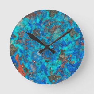 Blauw gepatterde Shattuckite Ronde Klok