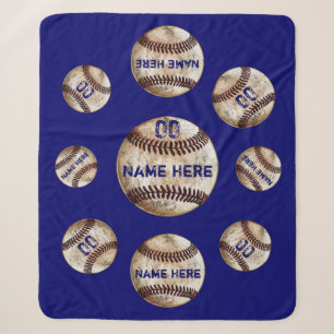 Blauw gepersonaliseerd honkbal werpdeken, Sherpa Deken