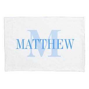 Blauw gepersonaliseerd monogram aangepast kussen H Kussensloop