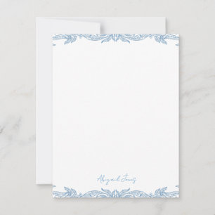 Blauw Gepersonaliseerd Script Naam Vintage Notitiekaartje