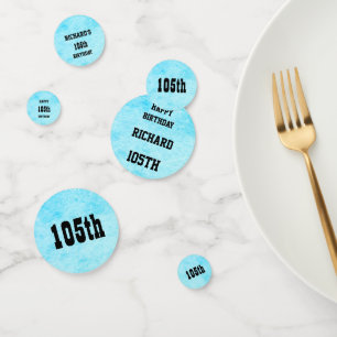 Blauw gepersonaliseerde 105e verjaardag confetti