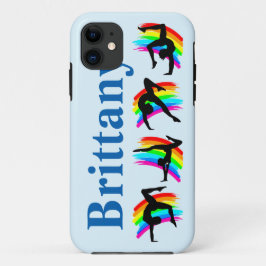 BLAUW GEPERSONALISEERDE REGENBOOG GYMNAST IPHONE C iPhone 11 HOESJE