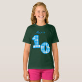 Blauw Geplakt 10e verjaardag Aangepaste naam 2 T-shirt (Voorkant volledig)