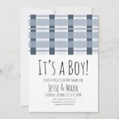 Blauw geplakt Baby shower Pattern Het is een jonge Kaart (Voorkant)