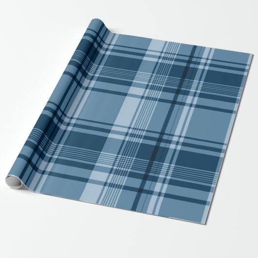 Blauw geplakt patroonpapier cadeaupapier (Uitgerold)