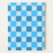Blauw geruit bloemmotief planner (Achterkant)