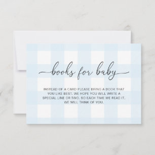 Blauw geruit boeken voor baby kaart