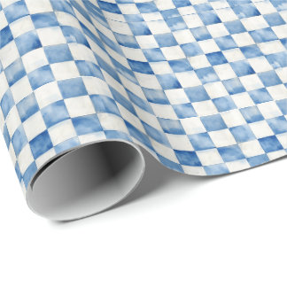 Blauw geruit decoratief cadeauverpakkingspapier cadeaupapier