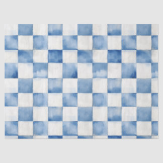 Blauw geruit decoratief tissuepapier