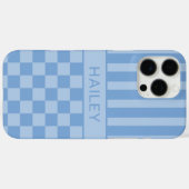 Blauw geruit gestreept gepersonaliseerd Case-Mate iPhone case (Achterkant (horizontaal))