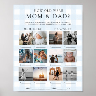 Blauw geruit Hoe oud waren mama en papa foto spel Poster