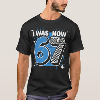 Blauw geruit Ik was 6 Nu ben ik 7 Verjaardagsjonge T-shirt