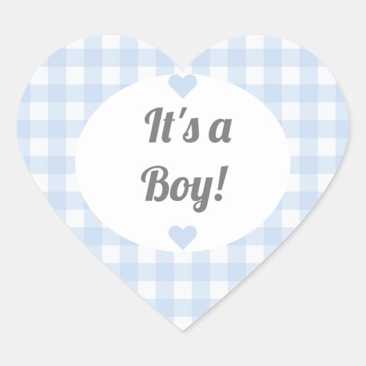 Blauw geruit jongens babyshower cadeau pot label (Voorkant)