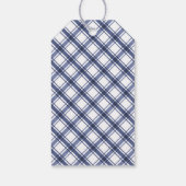Blauw geruit Kerstmis Cadeaulabel (Achterkant)