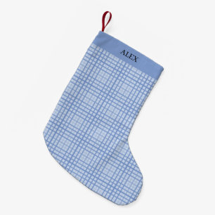 Blauw geruit kleine kerstsok