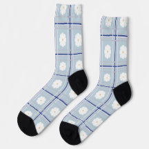 Blauw geruit madeliefjespatroon