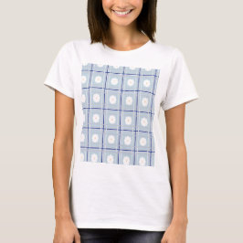 Blauw geruit madeliefjespatroon t-shirt