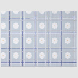 Blauw geruit madeliefjespatroon tissuepapier