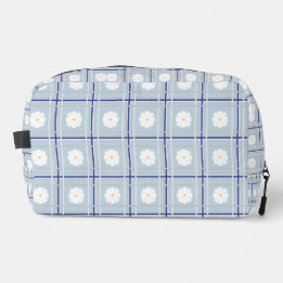 Blauw geruit madeliefjespatroon toilettasje