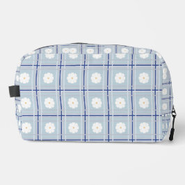 Blauw geruit madeliefjespatroon toilettasje