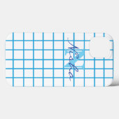 Blauw geruit monogram Case-Mate iPhone case (Achterkant (horizontaal))