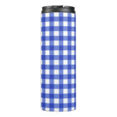 Blauw geruit monogram warmhoudmok thermosbeker (Achterkant)