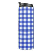 Blauw geruit monogram warmhoudmok thermosbeker (Geroteerd rechts)