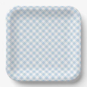 Blauw geruit papieren bordje