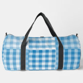 Blauw geruit patchworkpatroon groot plunjezak (Voorkant)
