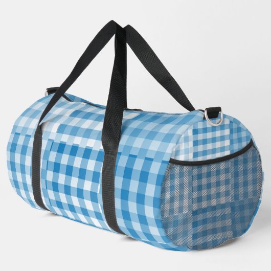 Blauw geruit patchworkpatroon groot plunjezak (Rechterhoek)