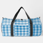Blauw geruit patchworkpatroon groot plunjezak (Achterkant)