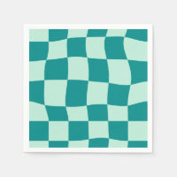 Blauw geruit patroon Groovy Retro