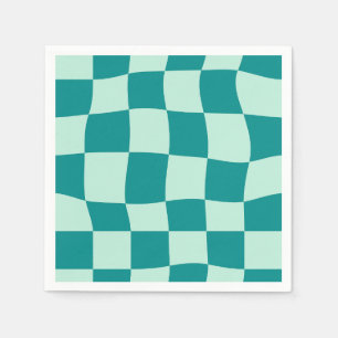 Blauw geruit patroon Groovy Retro Servet