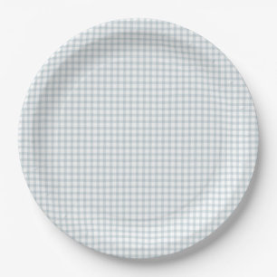 Blauw geruit preppy cottagecore babyshower papieren bordje