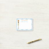 Blauw geruit sportballen kinderen aangepaste lunch post-it® notes (Op bureau)