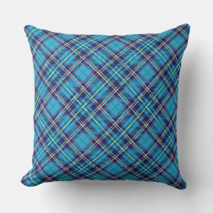 Blauw geruit tartan kussen