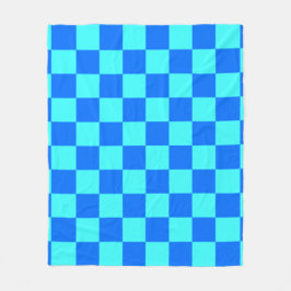 Blauw geruit vierkant patroon fleece deken