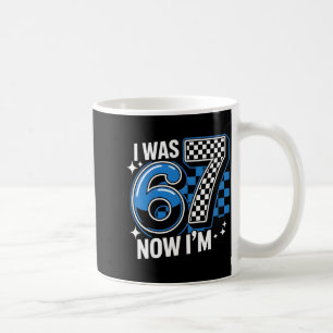 Blauw geruit was 6 7 grappig 67 verjaardag jongens koffiemok