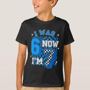 Blauw geruit was 6 7 grappig 67 verjaardags jongen t-shirt