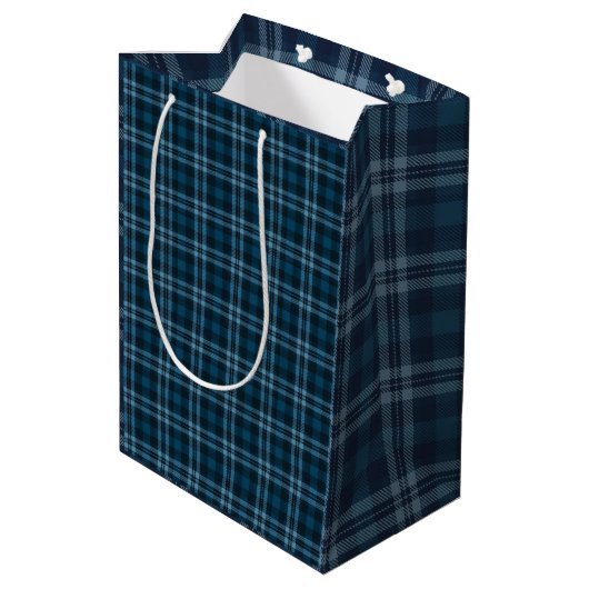 Blauw geruite cadeautas (Achterkant Gekanteld)