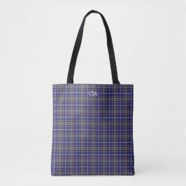 Blauw geruite Clan Alexander Tartan Monogram Draagtas