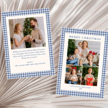 Blauw geruite Kerst foto Merry Christmas
